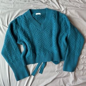 Lowrys farm Japan wool blend Teal Cable Knit Sweater